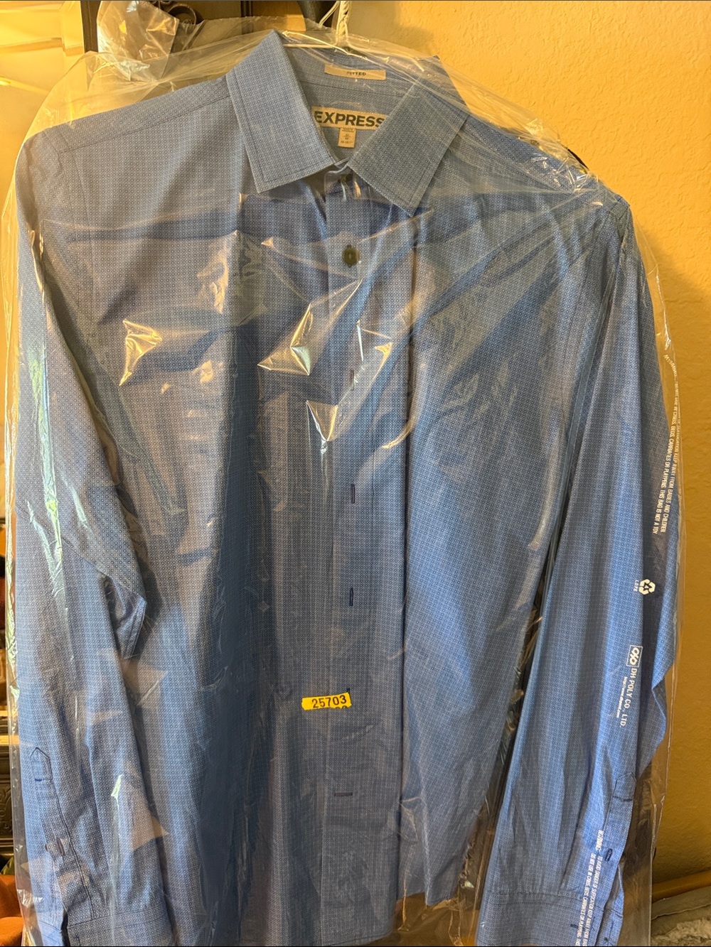 Express Men's Blue Microcheck Dress Shirt